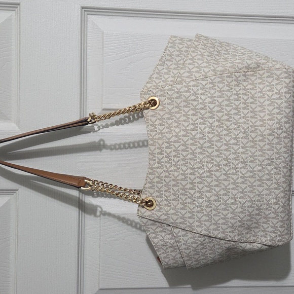 Michael Kors Jet Set Large Signature Logo Shoulder Bag Vanilla With Dust Bag - Picture 3 of 4